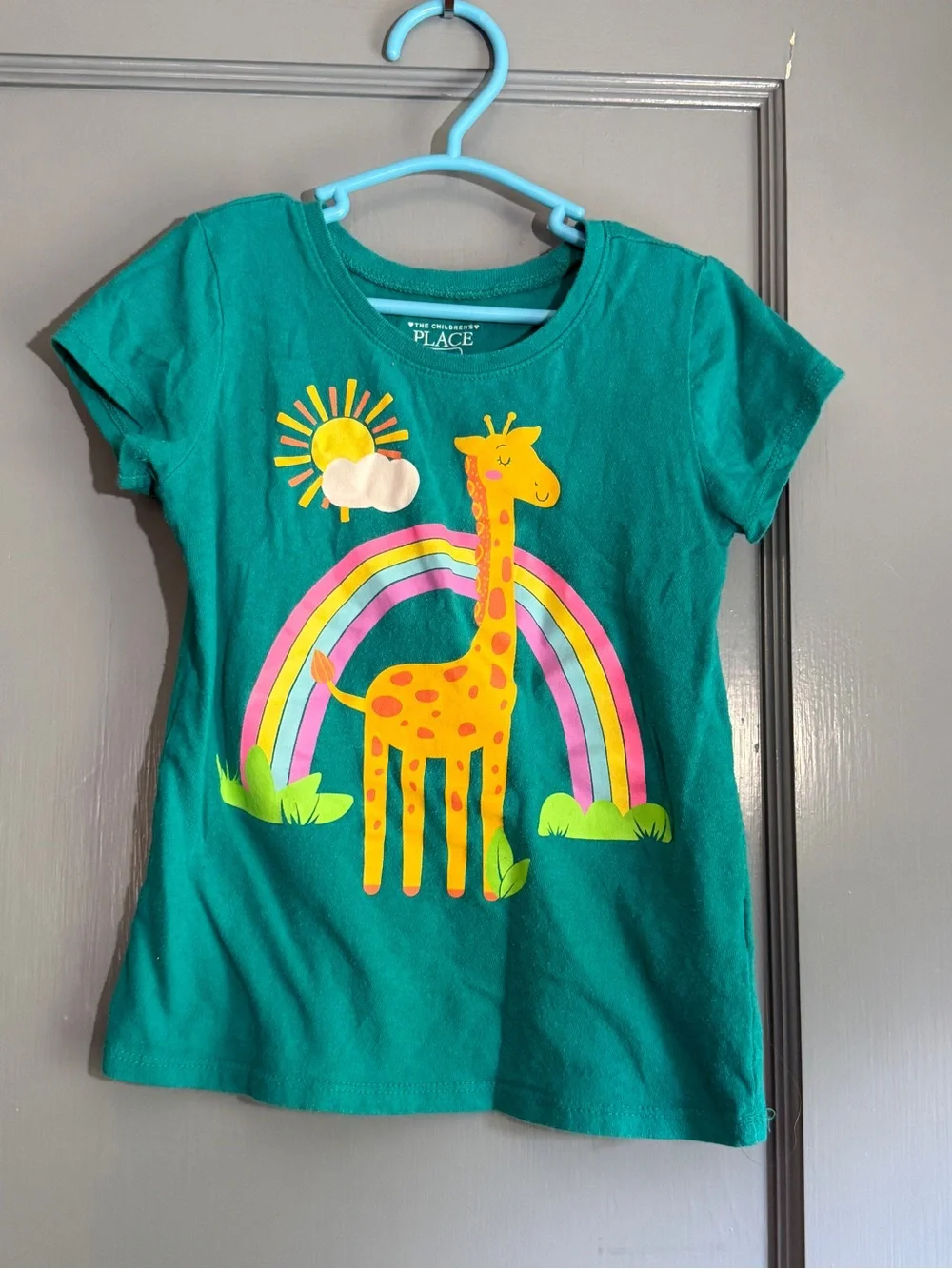 The Children's Place Teal Giraffe Rainbow Graphic Tee